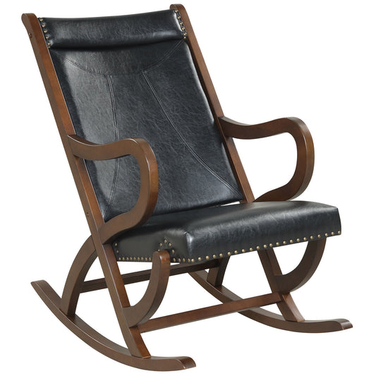 Comfortable Rocking Chair with PU Cushion and Durable Rubber Wood Frame