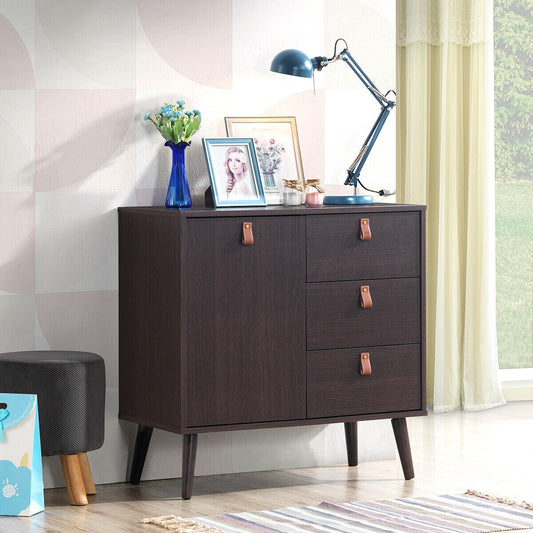3-Drawer Storage Cabinet with Display Shelves, Modern Sideboard Organizer