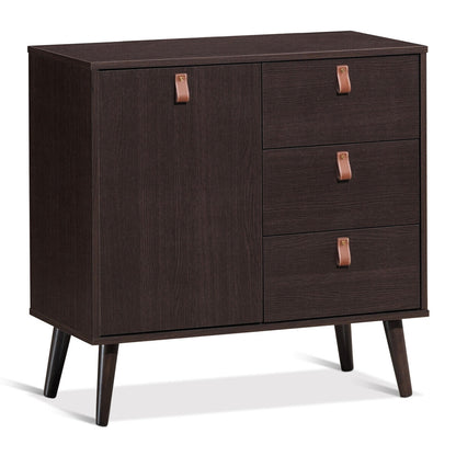 3-Drawer Storage Cabinet with Display Shelves, Modern Sideboard Organizer