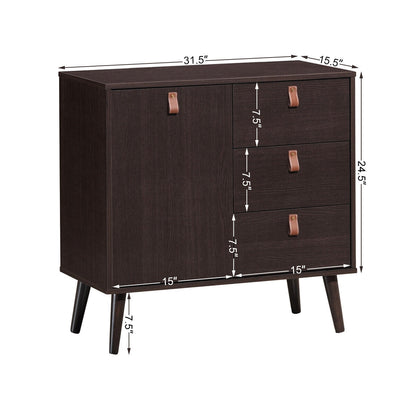 3-Drawer Storage Cabinet with Display Shelves, Modern Sideboard Organizer