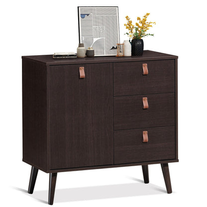 3-Drawer Storage Cabinet with Display Shelves, Modern Sideboard Organizer