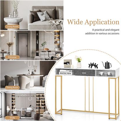 Slim Narrow Sofa Table for Living Room Entryway or Hallway