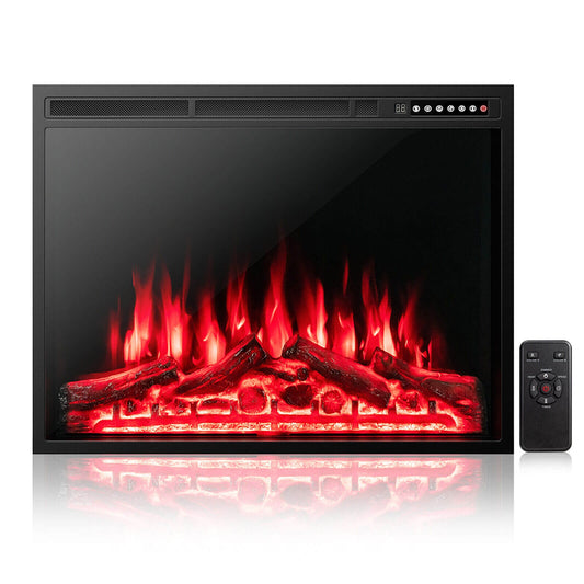 34" & 37" Recessed Electric Fireplace with Adjustable Flames & Customizable Heat Settings