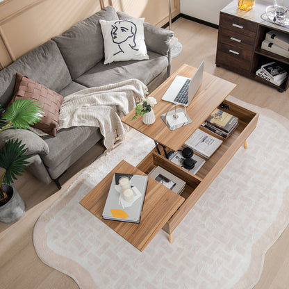 Split Lift Top Coffee Table with Dual Hidden Storage Compartments