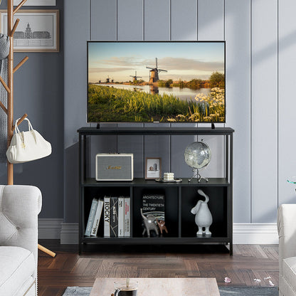 Multipurpose Buffet Sideboard Cabinet with Open Shelves and Storage Compartments - Black