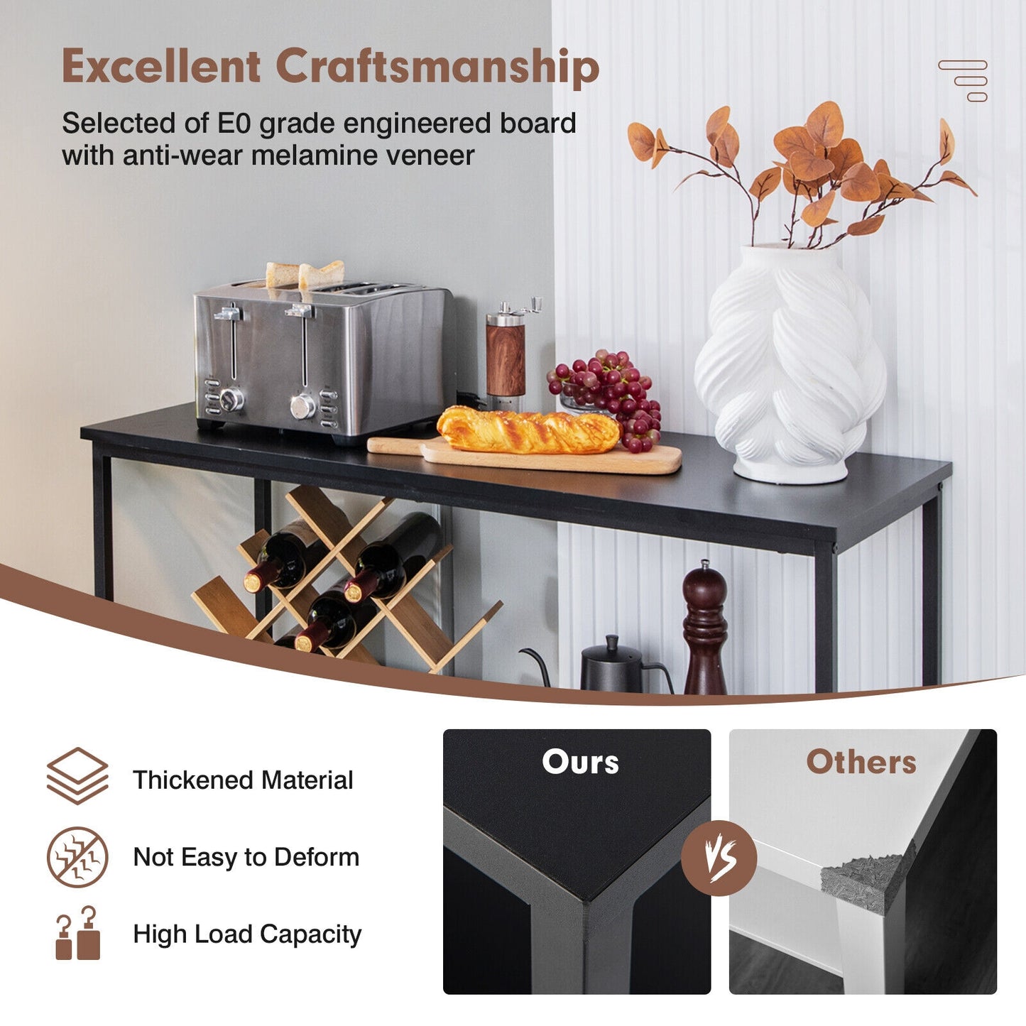 Multipurpose Buffet Sideboard Cabinet with Open Shelves and Storage Compartments - Black