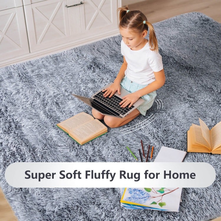 5 x 7 Feet Soft Shag Area Rug for Living Room and Bedroom – Modern Grey Rectangular Design