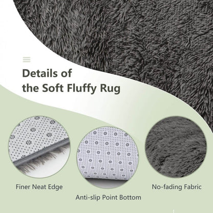 5 x 7 Feet Soft Shag Area Rug for Living Room and Bedroom – Modern Grey Rectangular Design