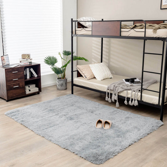 5 x 7 Feet Soft Shag Area Rug for Living Room and Bedroom – Modern Light Grey Rectangular Design