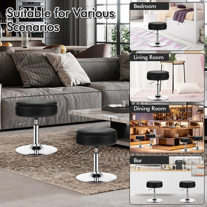 Stool with Hidden Storage, Adjustable Height, 360° Swivel Seat, Removable Tray Top - Black