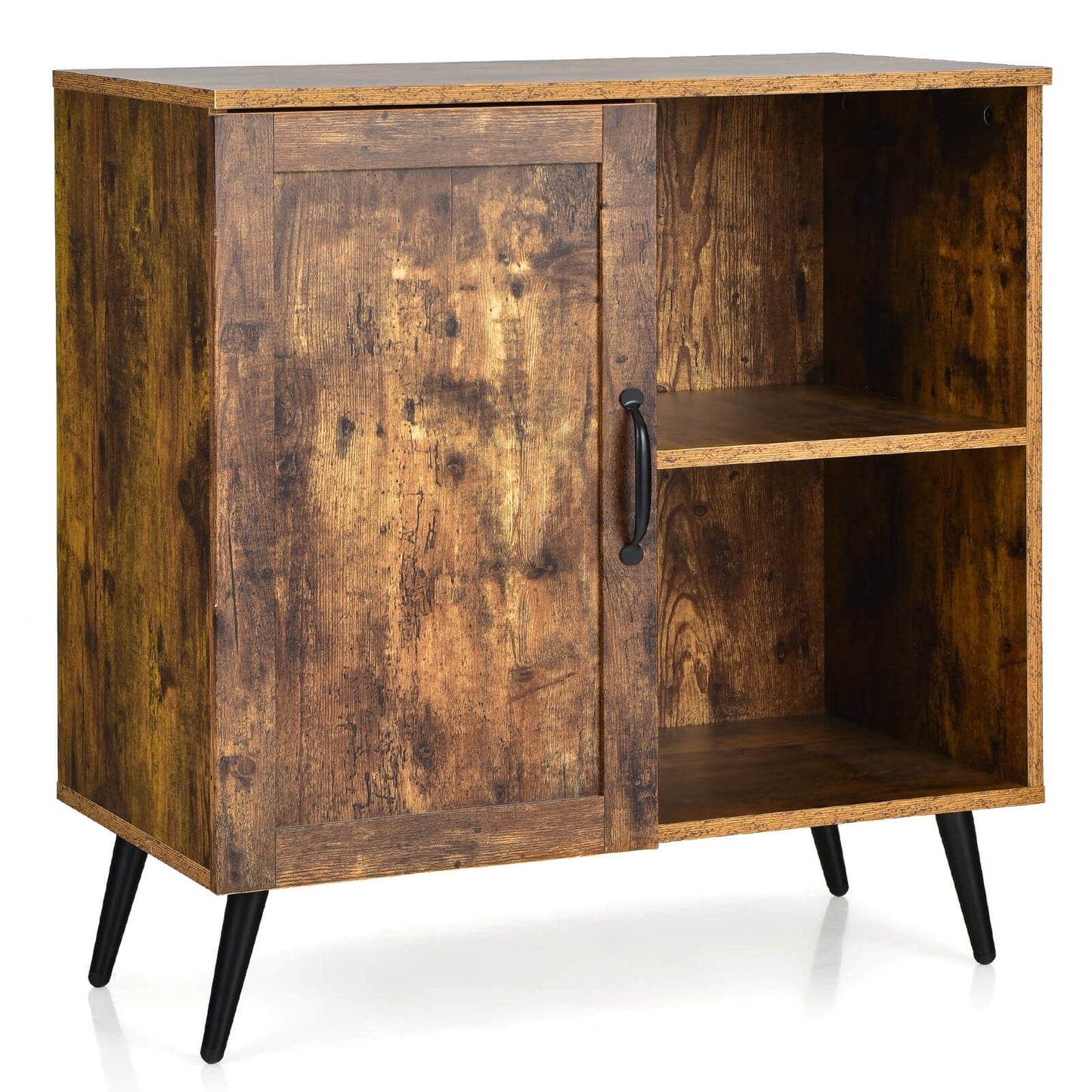 Rustic Mid-century Storage Cabinet with Adjustable Shelves and Single Door