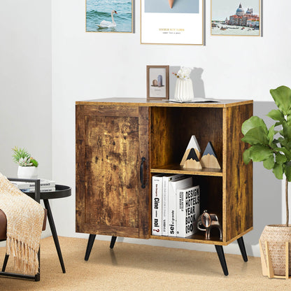 Rustic Mid-century Storage Cabinet with Adjustable Shelves and Single Door