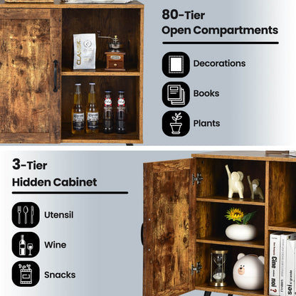Rustic Mid-century Storage Cabinet with Adjustable Shelves and Single Door