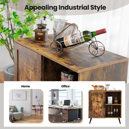 Rustic Mid-century Storage Cabinet with Adjustable Shelves and Single Door