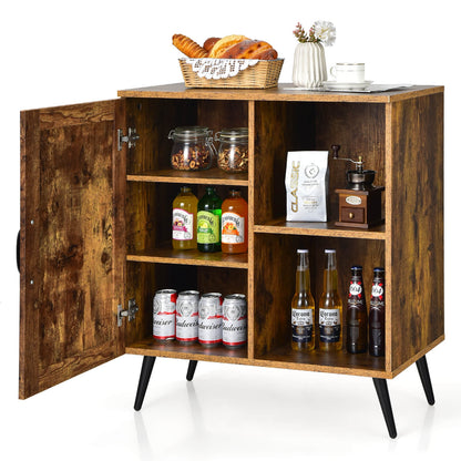 Rustic Mid-century Storage Cabinet with Adjustable Shelves and Single Door