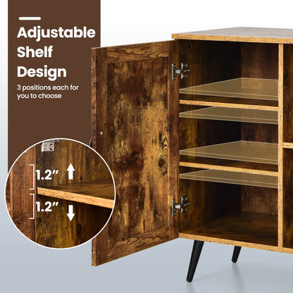 Rustic Mid-century Storage Cabinet with Adjustable Shelves and Single Door