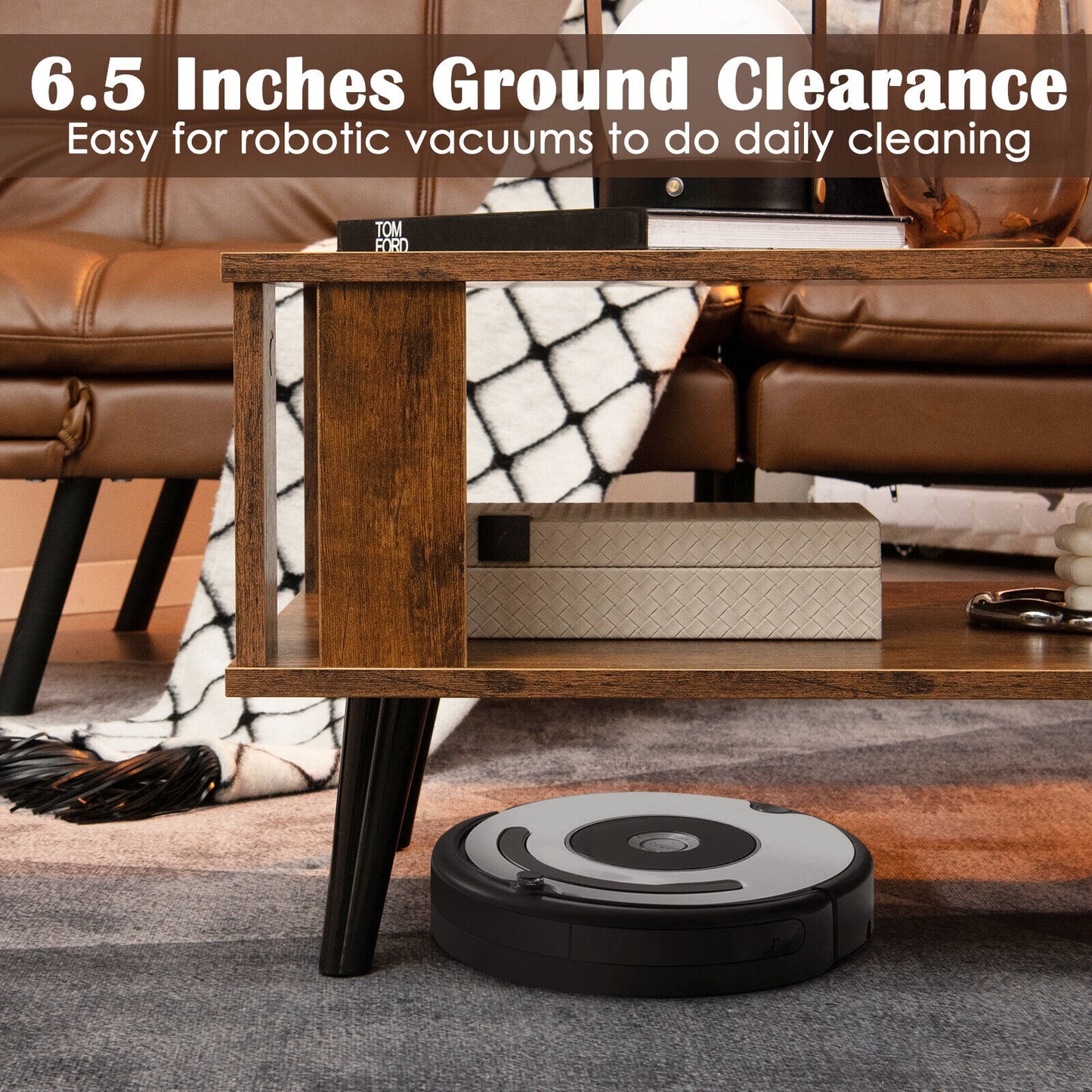 Modern Retro Coffee Table with Storage Shelf Compact Mid Century Design