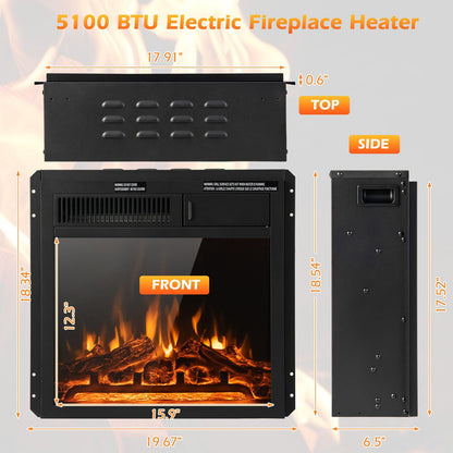 18/22.5 Inch Electric Fireplace Insert with Customizable 7 Level Flame Brightness