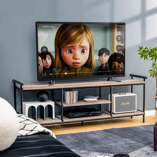 Industrial Style TV Stand with Storage Shelves for TVs up to 60 Inches