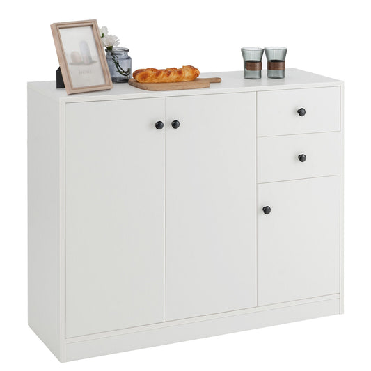 Modern Storage Sideboard Cabinet with Drawers and Adjustable Shelves for Kitchen and Dining Room