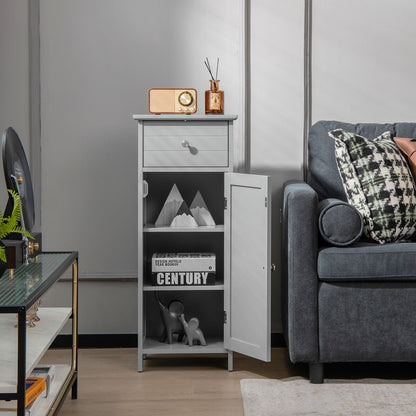Compact Wooden Bathroom Storage Cabinet with Adjustable Shelf & Drawer
