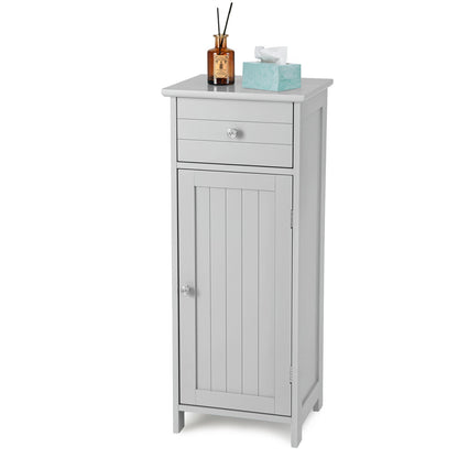 Compact Wooden Bathroom Storage Cabinet with Adjustable Shelf & Drawer
