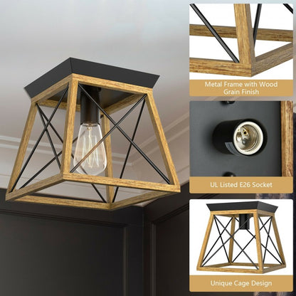 Retro Farmhouse Ceiling Light with E26 Bulb Socket for Hallways & Dining Rooms