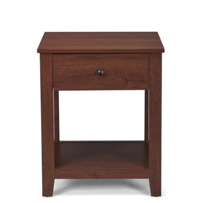 Wooden End Table with Drawer and Lower Storage Shelf
