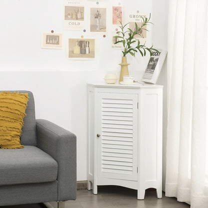 Freestanding Corner Storage Cabinet with Shutter Door