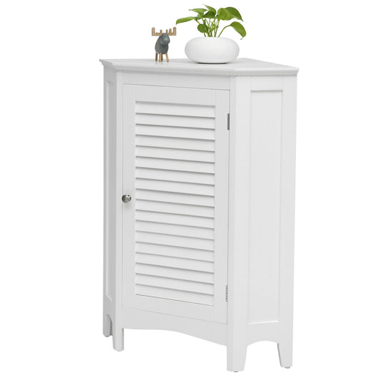 Freestanding Corner Storage Cabinet with Shutter Door
