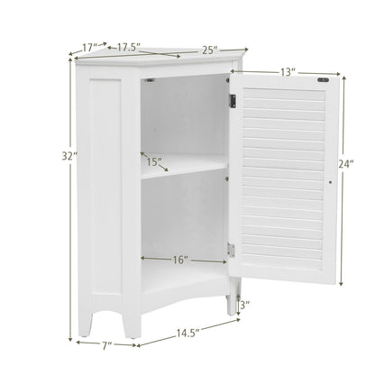 Freestanding Corner Storage Cabinet with Shutter Door