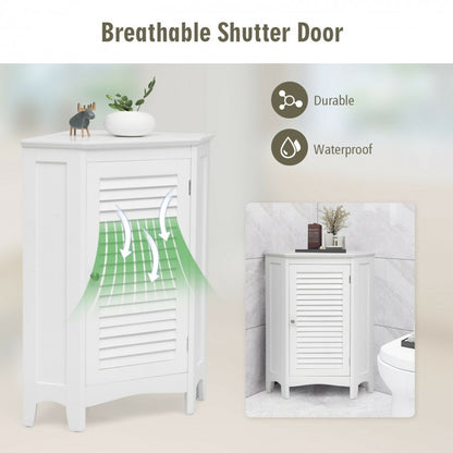 Freestanding Corner Storage Cabinet with Shutter Door
