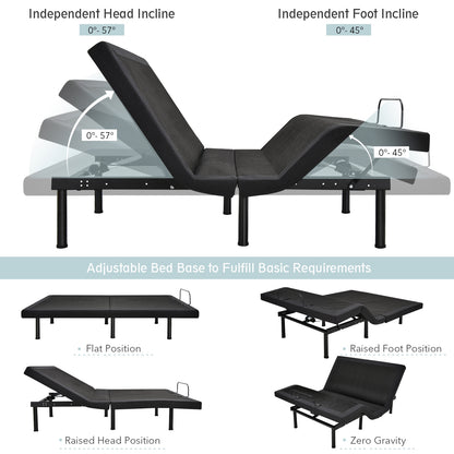 Electric Adjustable Bed Frame with Head Massage & Wireless Remote Control
