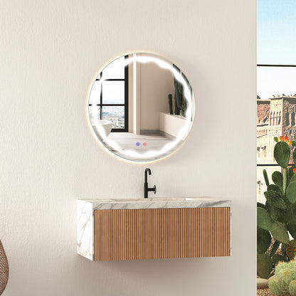 24 Inch Round LED Wall Mirror with 3 Lighting Modes, Smart Touch Control & Anti-Fog Feature
