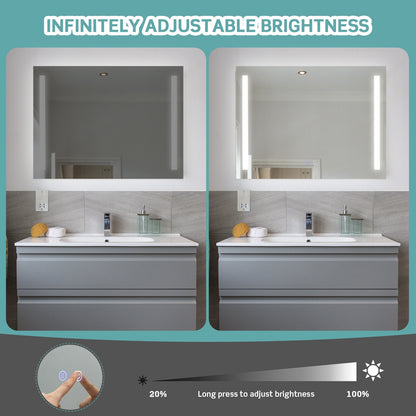 32 x 24 Inch LED Wall Mirror with 3 Color Lighting, Anti-Fog Function, and Memory Feature
