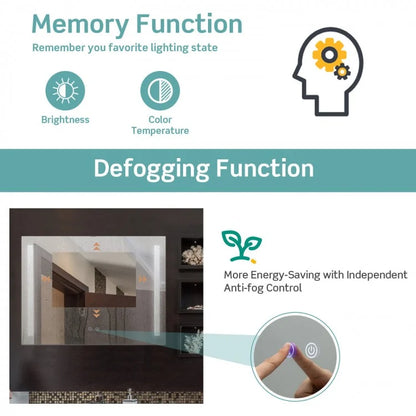 32 x 24 Inch LED Wall Mirror with 3 Color Lighting, Anti-Fog Function, and Memory Feature