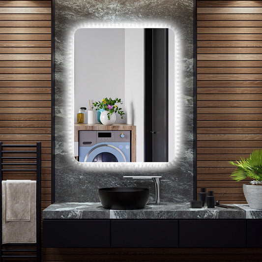 32 x 24 Inch LED Wall Mirror with Shatterproof Glass, 3 Color Lighting, and Anti-Fog Function