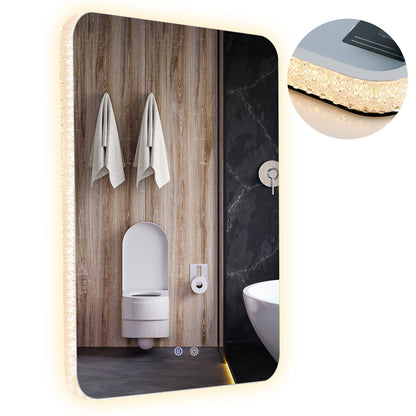 32 x 24 Inch LED Wall Mirror with Shatterproof Glass, 3 Color Lighting, and Anti-Fog Function