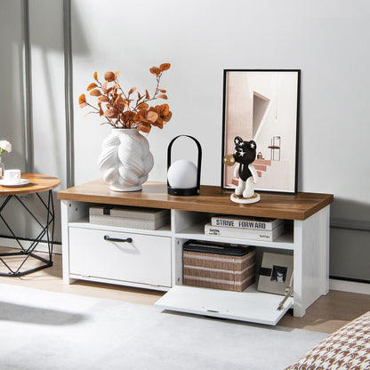 Sleek TV Stand with Two Cabinets and Media Shelves for TVs up to 48 Inches