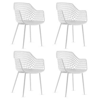 Modern Dining Chairs with Airy Hollow Backrest Set of 4 Heavy Duty Ergonomic White Chairs