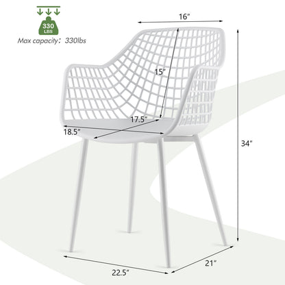 Modern Dining Chairs with Airy Hollow Backrest Set of 4 Heavy Duty Ergonomic White Chairs