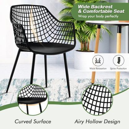 Modern Dining Chairs with Airy Hollow Backrest Set of 4 Heavy Duty Ergonomic Black Chairs