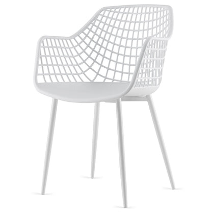 Modern Dining Chairs with Airy Hollow Backrest Set of 4 Heavy Duty Ergonomic White Chairs