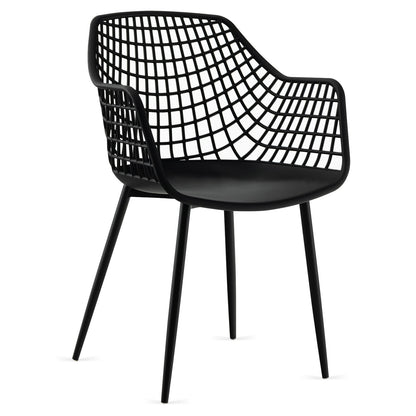 Modern Dining Chairs with Airy Hollow Backrest Set of 4 Heavy Duty Ergonomic Black Chairs
