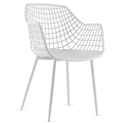 Modern Dining Chairs with Airy Hollow Backrest Set of 4 Heavy Duty Ergonomic White Chairs