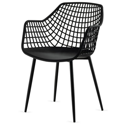 Modern Dining Chairs with Airy Hollow Backrest Set of 4 Heavy Duty Ergonomic Black Chairs
