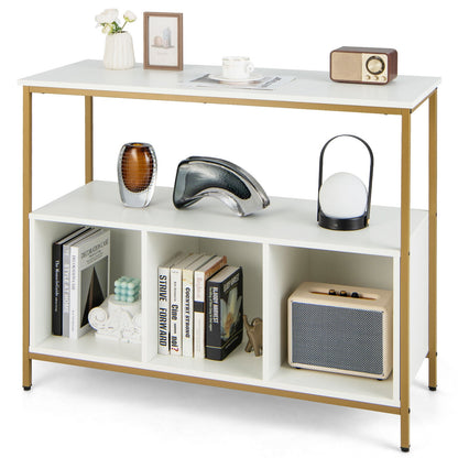 Multipurpose Buffet Sideboard Cabinet with Open Shelves and Storage Compartments - White