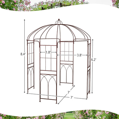 8.4 ft Birdcage Design Metal Garden Arbor for Climbing Plants and Outdoor Décor