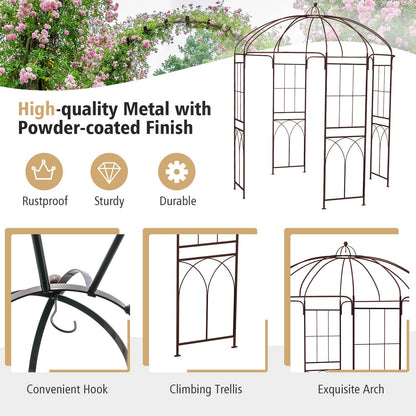 8.4 ft Birdcage Design Metal Garden Arbor for Climbing Plants and Outdoor Décor