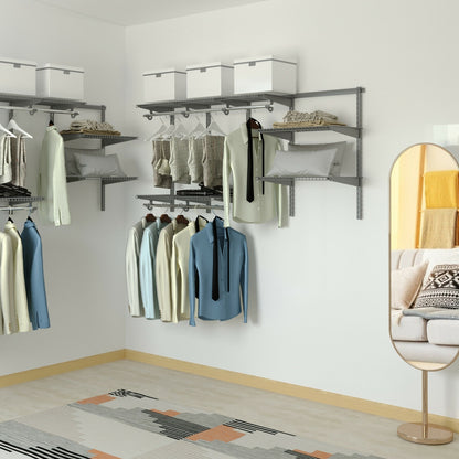 Adjustable Wall-Mounted Closet Organizer System - 3 to 6 Feet with Shelves, Hang Rods & Customizable Storage Solution